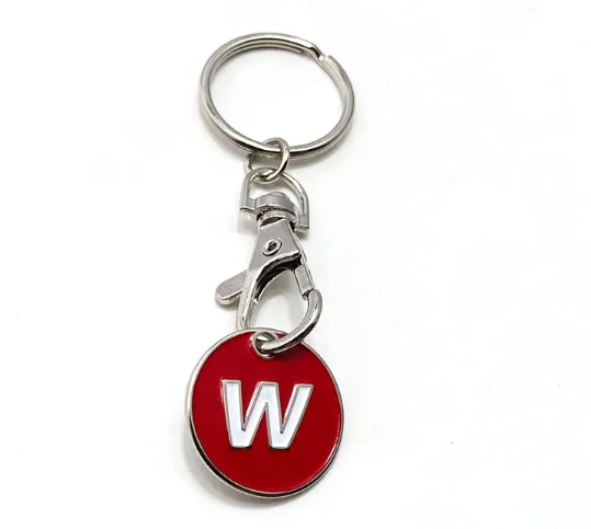 Promotional Round 23mm Supermarket Metal Trolley Coin Soft Enamel Keychain