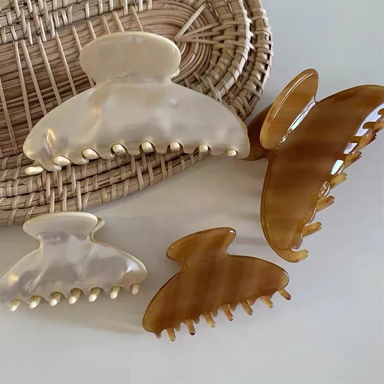 Acetate caramel color small and large size hair grip Jaw claw and clip hair accessories