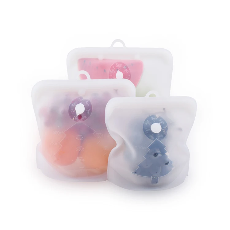 High Quality Silicone Leakproof Containers Reusable Stand Up Zip Shut Bag Cup Fresh Bag Food Storage Bag
