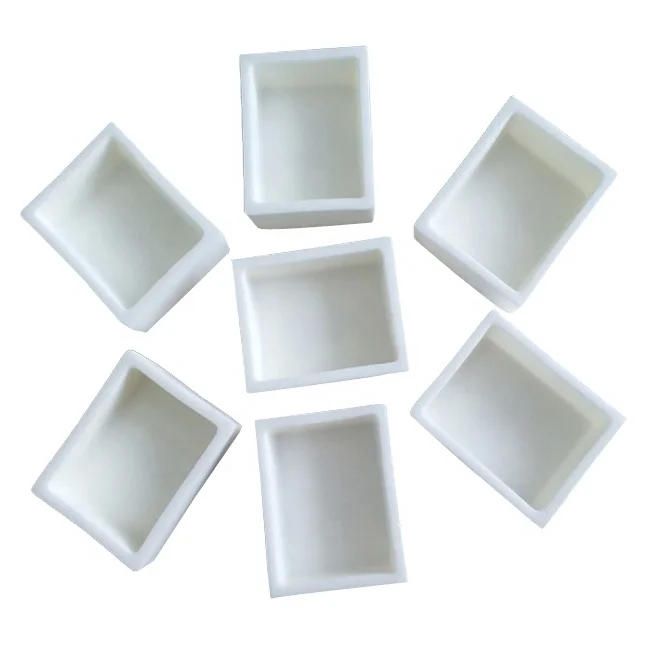 High temperature alumina ceramic crucible boat for melting or analyzing metal