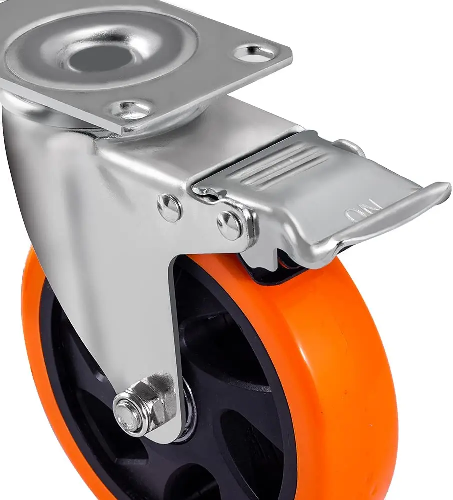 4 Inch Orange Blue Black Red Industrial Castor 100mm Rueda Giratoria PVC Swivel Trolley Heavy Duty Caster Wheels