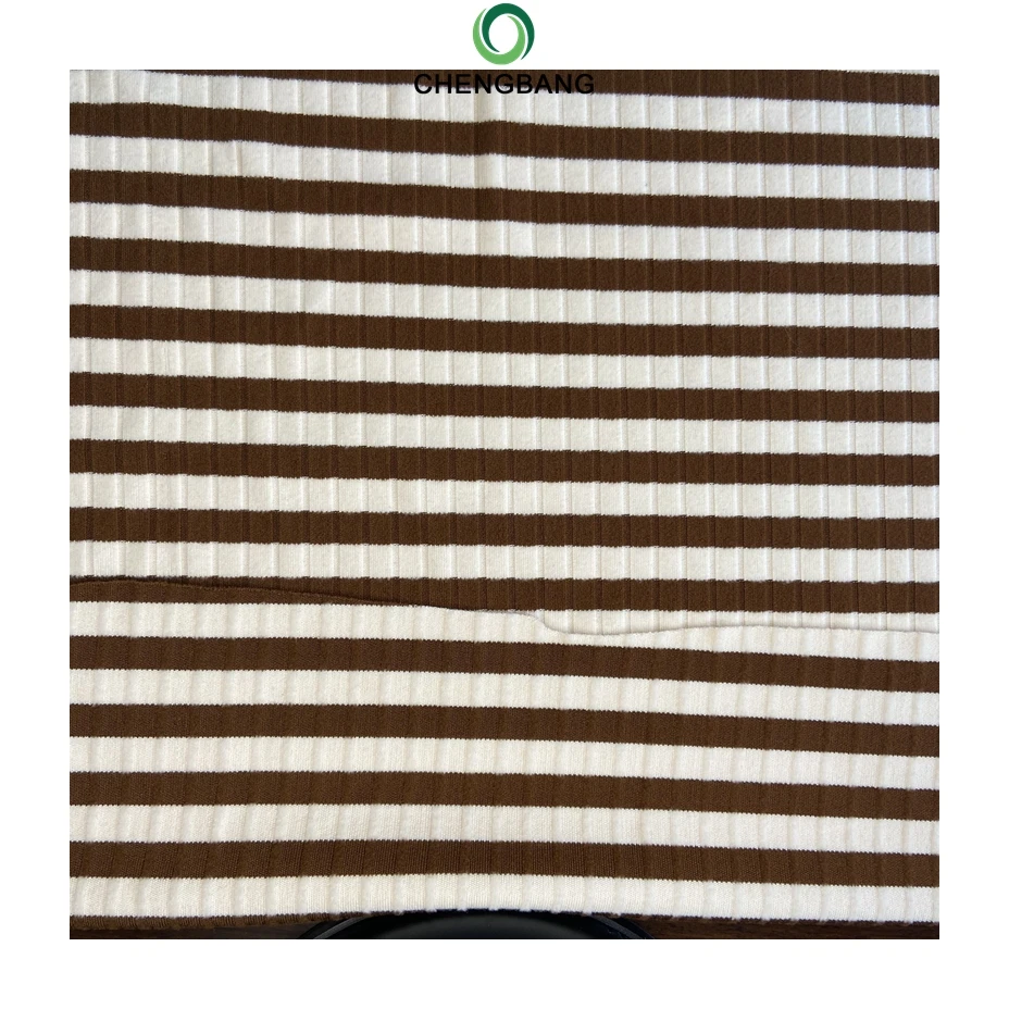 Fabric Factory Wholesale Polyester Rayon Spandex Waffle Stripe Knit Fabric for Sport wear Tops
