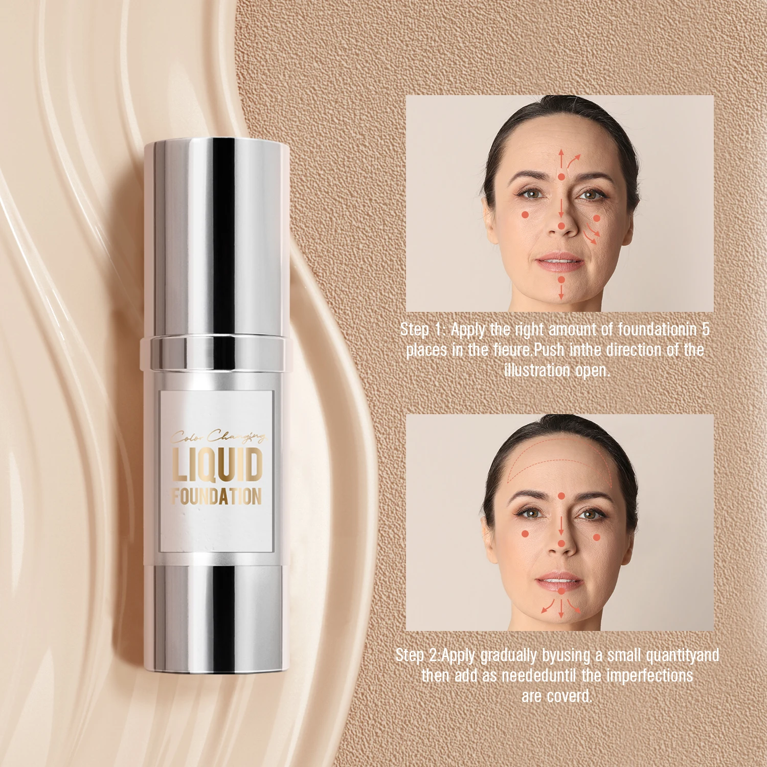 Foundation Makeup Weightless Long Lasting Concealer Brighten Skin Tone Correction Color Changing Liquid Foundation