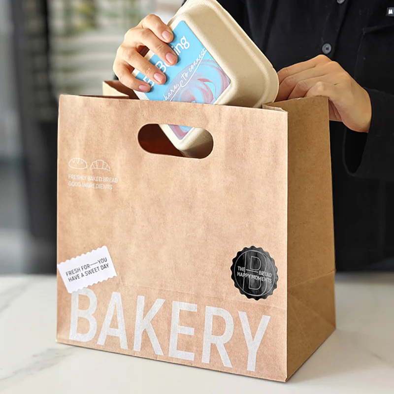 Food Sandwich Takeaway Packaging Bread Bag Design Customized For Fruit And Vegetable Eco-Friendly Shopping Paper Bags