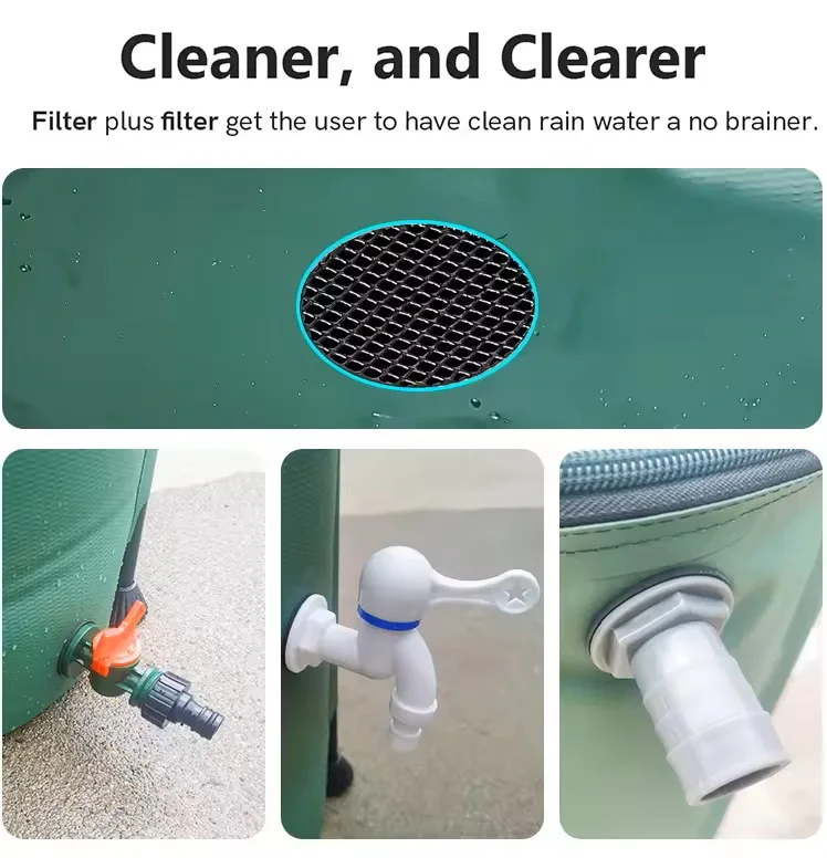 Custom Large Capacity Pvc Rainwater Collection System With Spigots Overflow Kit Portable Water Tank Storage Container