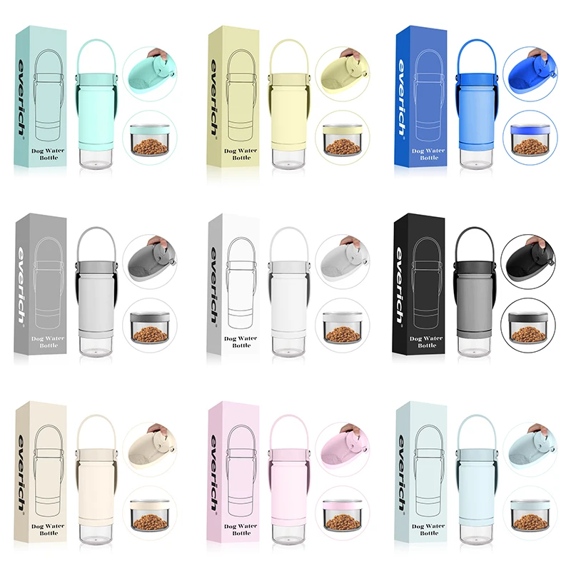 Everich New Design Lid Double Wall Vacuum Insulated Stainless Steel Dog Water Bottle with Pet Bowl