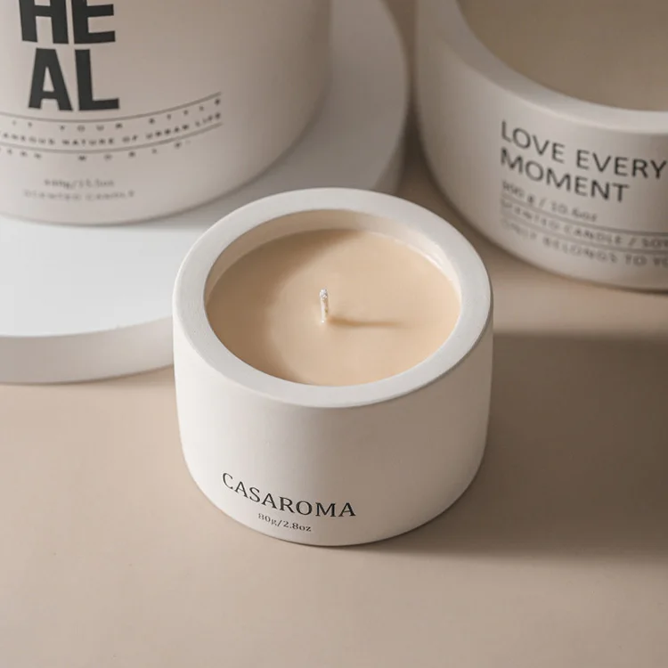 Reusable Nordic Custom Logo White 8 oz 10 oz Luxury Candle Container Vessels Empty Ceramic Candle Jar For Scented Candles