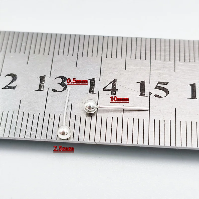 Fashion 925 Sterling Silver Nose Stud l Shape 2.5 mm Plain Ball Nariz Piercing Jewelry