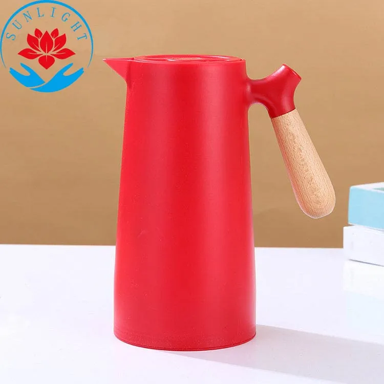 Hot Selling Wooden Handle Thermos Pot Double Wall Vacuum Insulated Thermal Coffee Carafe Thermos pot