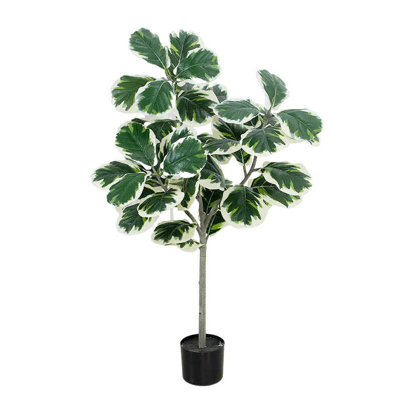 Senmasine Fake Ficus Lyrata Plants White Artificial Fiddle Leaf Tree For Indoor Outdoor Farmhouse Home Decor