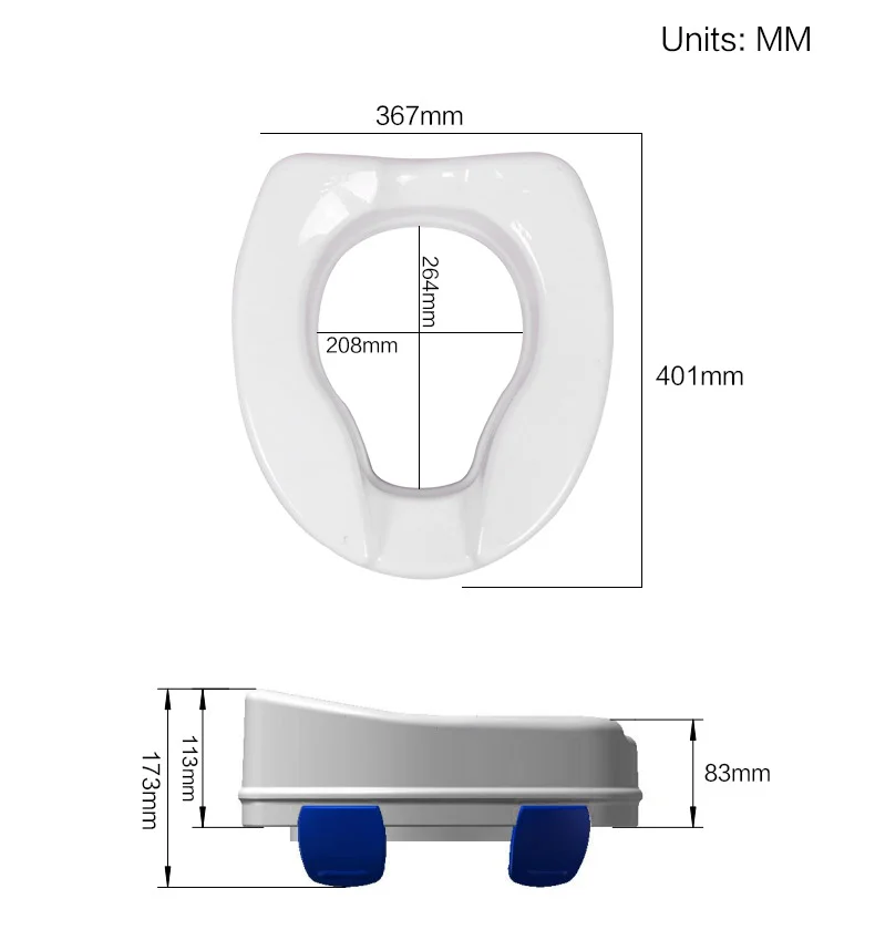 Hot Sales Portable Plastic Disable Raised Toilet Seat With Clip More Stable  SC7060C-F2