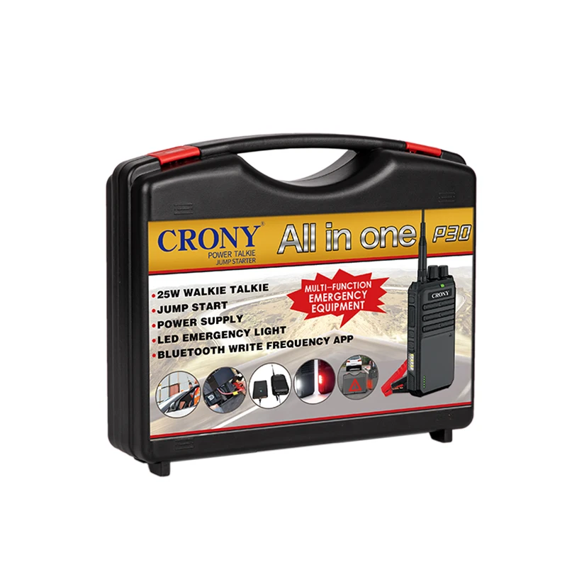 Multifunction Emergency  Equipment And Urgent Tools 25W Two Way Radio With Jump Starter Auto Starting Power Walkie Talkie P30