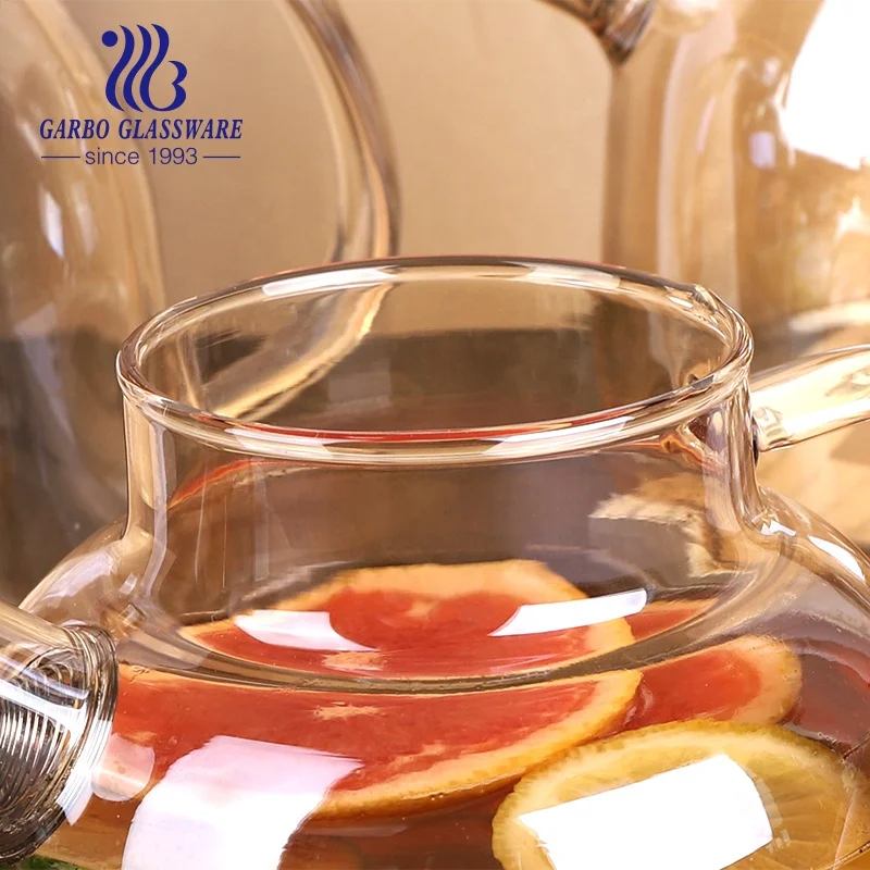 1L-2L Ion Electroplated Bamboo Lid glass Teapot Set Juice Container Heat Resistant Borosilicate Glass Tea Pots Kettle