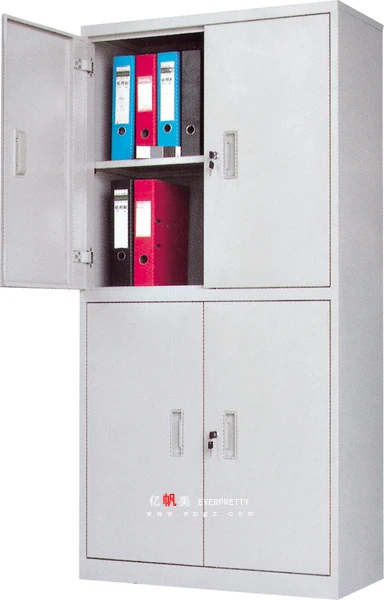 Picture Office File Cabinet With 2 Glass Door Grey Color Full Metal Filing Adjustable