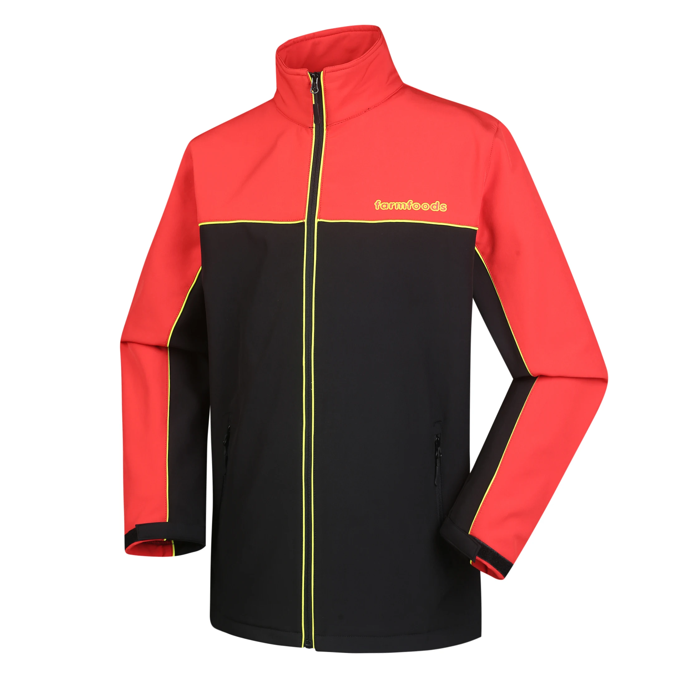 customization winter workwear staff uniform screen printing logo contrast color fabric windproof softshell jacket