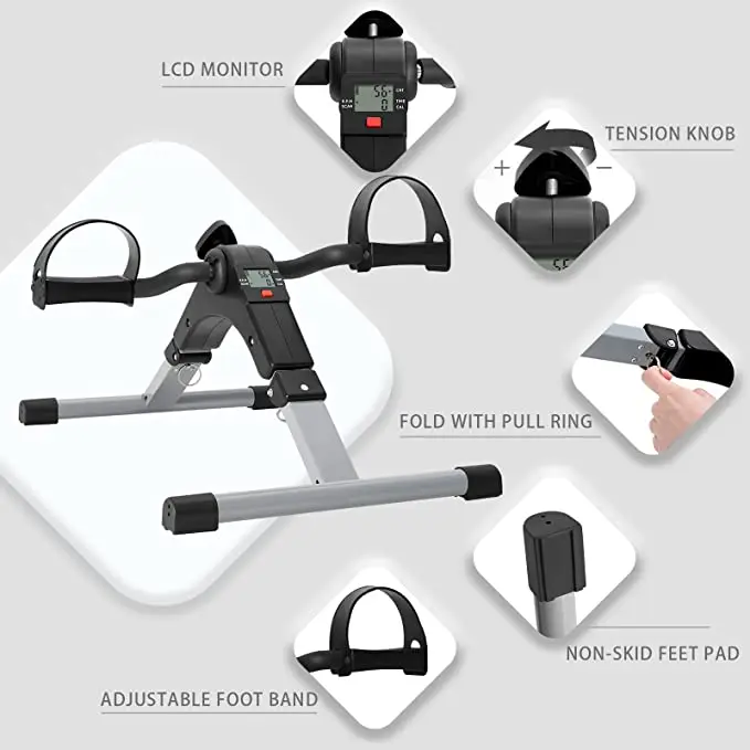 Mini Bike Exerciser Trainer Exercise Machine Desk Home Gym Pedal Cycle Workout