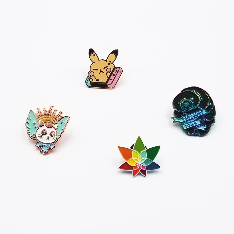 Custom made factory Zinc alloy Plating aluminum aka name badge souvenir parrot animal metal kids soft enamel Cartoon Lapel Pin