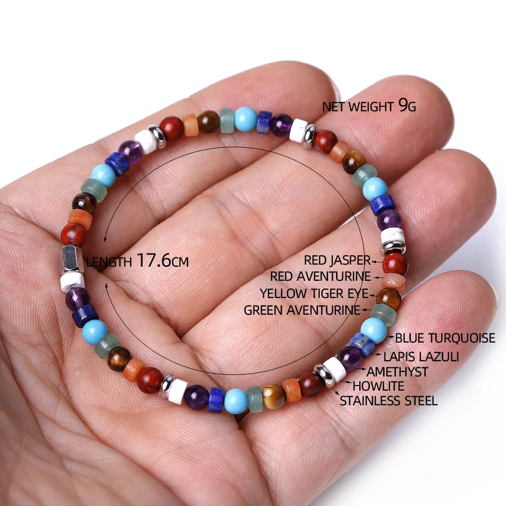 European American Fashion Accessories Amethyst Yoga Bracelet Colorful Stone White Pine Lapis Bracelet for Women Girls