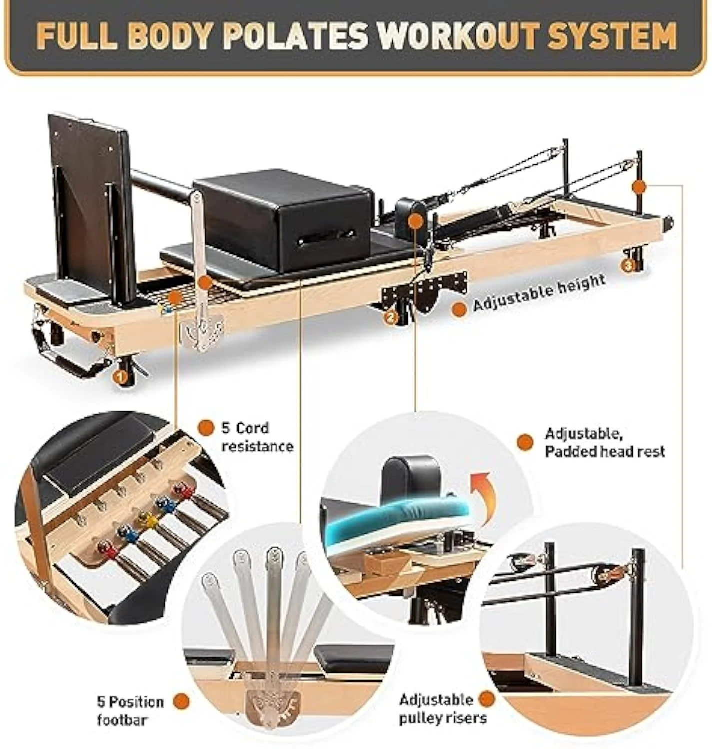 New Foldable Pilates Machine Equipment  Pilates Reformer Workout Machine for Home Gym