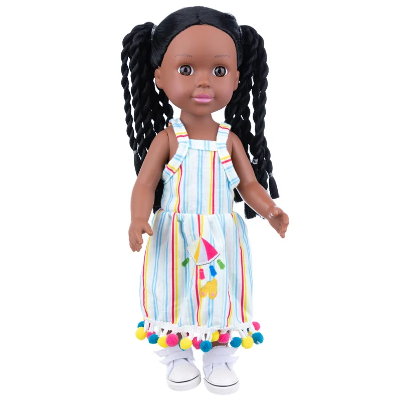 14 inch colorful skirt braided hair vinyl doll