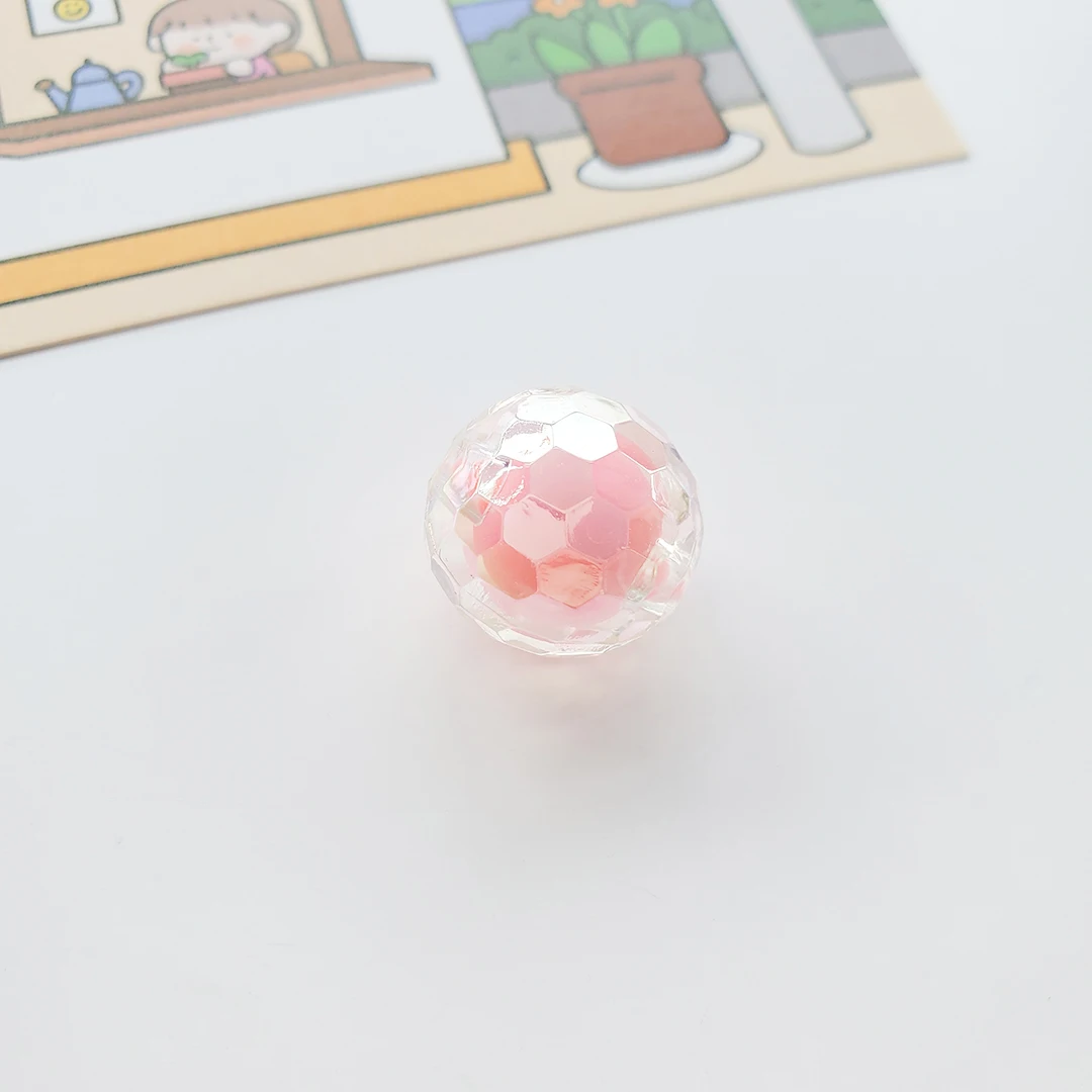 Clear Glitter Round Beads Transparent Korean 7 Color 16 mm Straight Hole Loose Beads DIY Jewelry Earrings For Jewelry Making