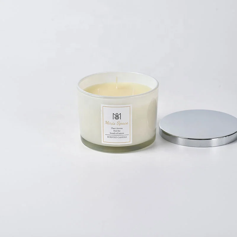 Custom Private Label Glass Soy Wax 3 Wick Candles Scented Wholesale Wax Bulk Personalized Luxury Candle Jars With Lids