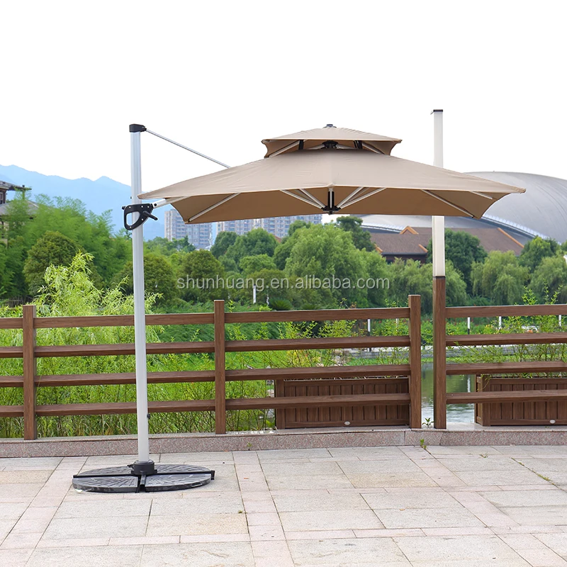 Ветрозащитный открытый пляжный зонт квадратный двойной Римский Зонт с мраморной основой