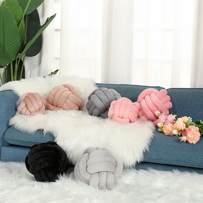 Factory Direct Polyester Soft Crystal Velvet Knot Ball Cushion Pillow for Home & Car Decor Competitive Price Sofa Usage