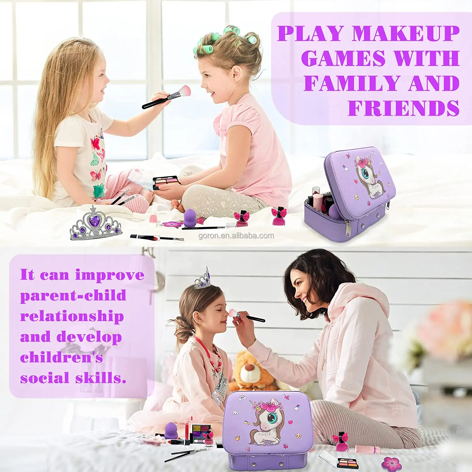 Kids play washable real makeup set toys private labels girls make-up kit