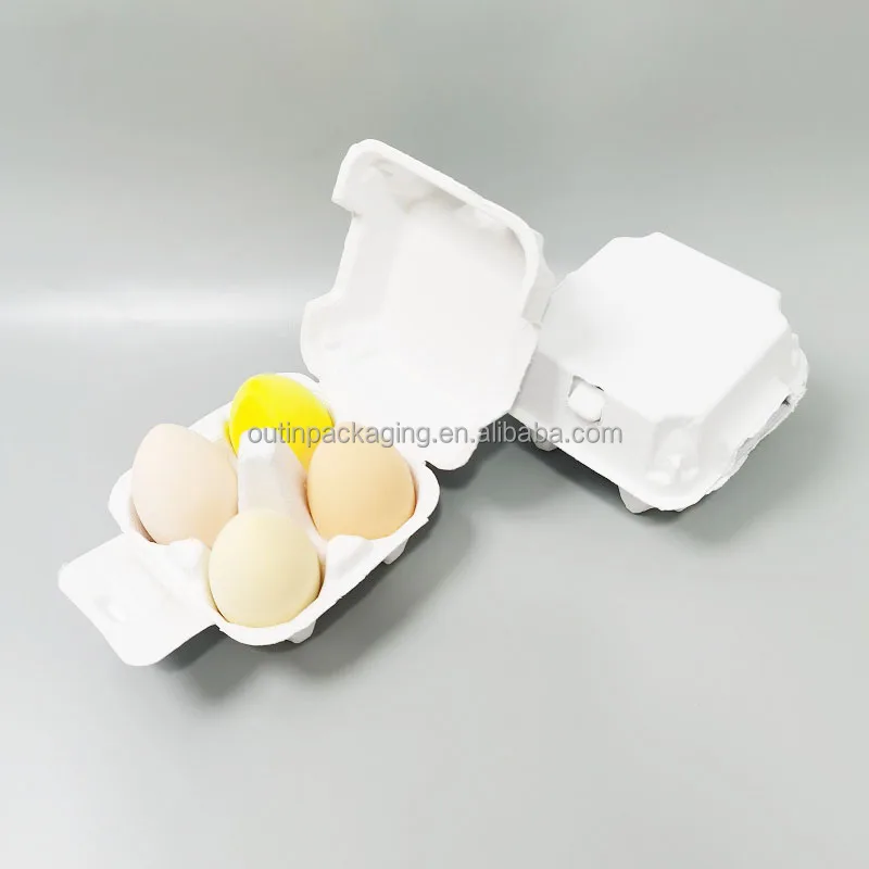 Biodegradable Sugarcane bagasse pulp Paper Tray for cosmetic packaging eco friendly molded pulp box make up sponge packaging