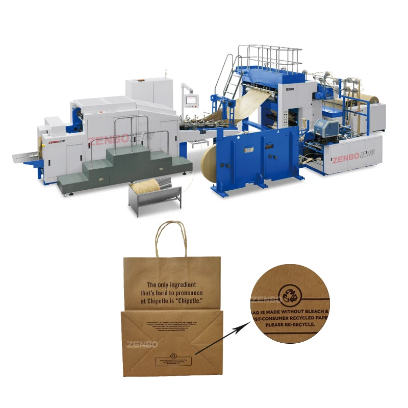 Fully automatic roll-feeding recycled paper bag making machine ZB360RS;making machine craft paper bag recycling equipment