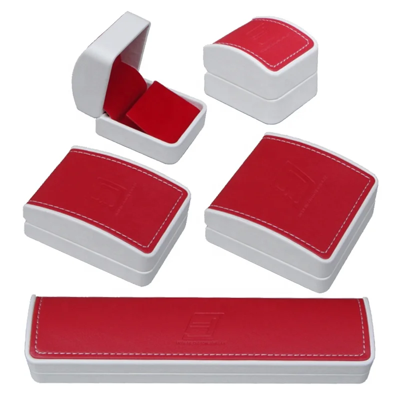 Luxurious leather jewelry packaging boxes with embossed logo modern arched design for jewelry store wedding