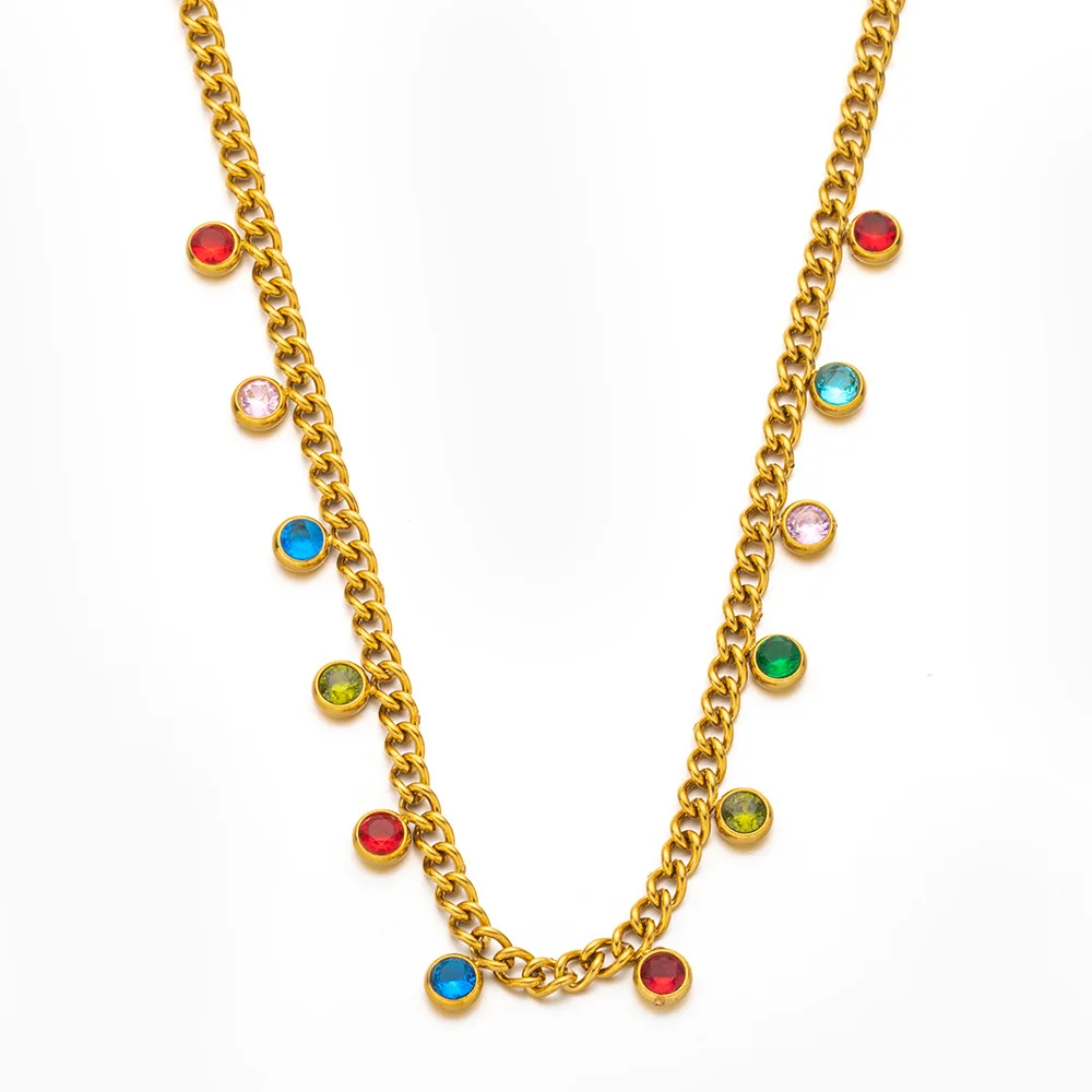 Takuma элегантный бестселлер 18KGold позолоченный титановая сталь разноцветное круглое Мраморное ожерелье универсальное модное синтетическое бриллиантовое Подарочное