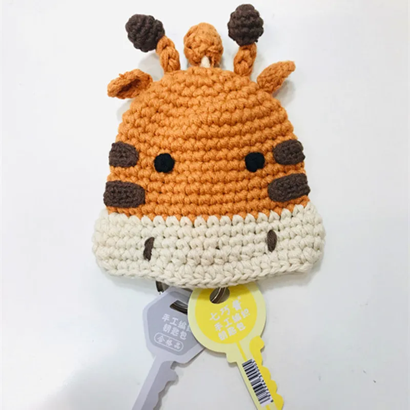 Handmade Hedgehog Woven Key Wrap Neck Deer Hair Thread Crochet Key Case
