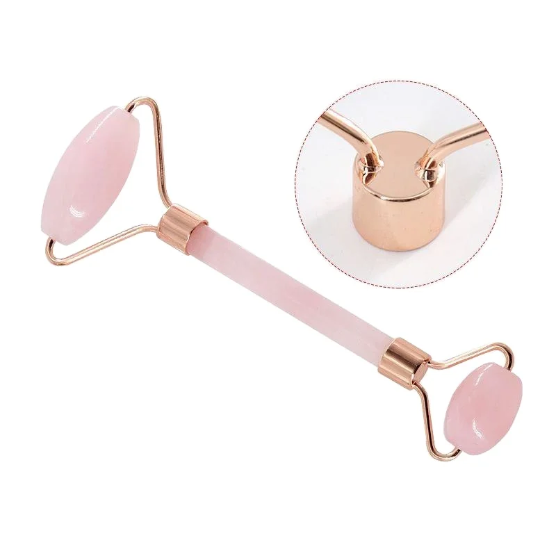 Anti Aging Therapy Nephrite Stone Pink Rose Quartz Gua Sha Massage Set Natural Jade Roller For Face