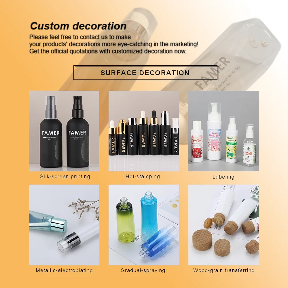 30ml cosmetic bottle customized print color screw cap inner stopper plug liquid skincare toner Eco-friendly reuse bottle