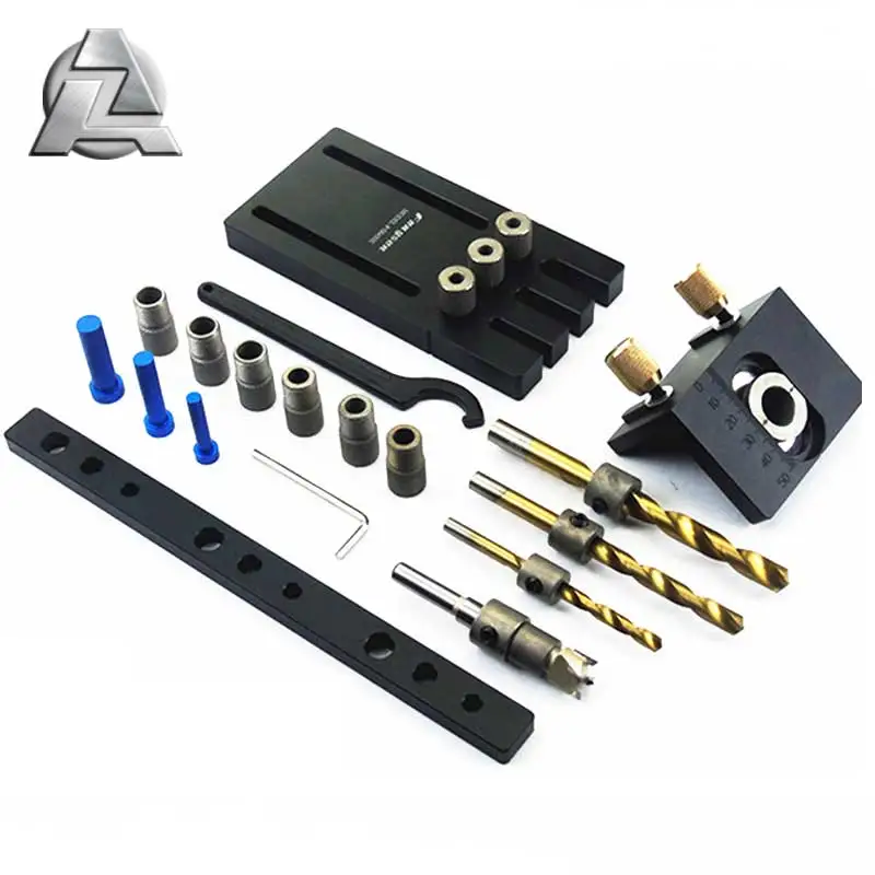 ZJD-BT040K Wood Doweling Jig Hole Drilling Guide Woodworking Positioner Locator Tool Drilling Jig, Improved Version