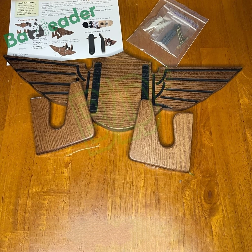 Bamboo Wall Mount Skateboard Storage Rack Bamboo Wings Skateboard Display Multifunctional Bamboo Display for Hanging Skateboard