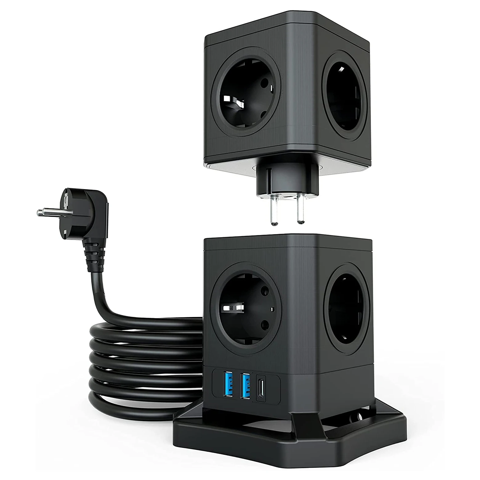 New  Arrival Vertical Detachable Power Strip Tower Socket Extension For Europe Market