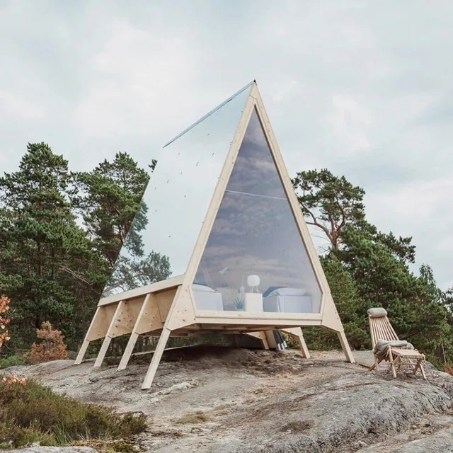 Prefabricated Frame Triangular House sunlight and Glass