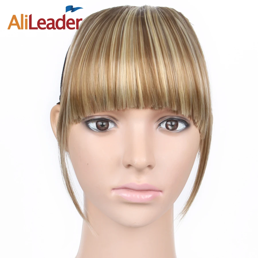 Alileader Hot Sale Heat Resistant Fiber Straight Synthetic Hair Bangs Synthetic Hair Fringe Clip In Hair Extensions For Women