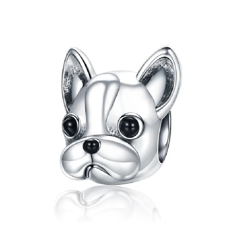 925 sterling silver gold plated enamel dog charm beads kawaii animal charms for bracelet