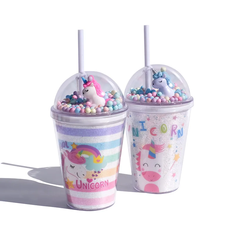 Wholesale Juice Bottle Plastic Unicorn Cup With Straw Bpa Free Drinking Tumbler Cup For Summer Party