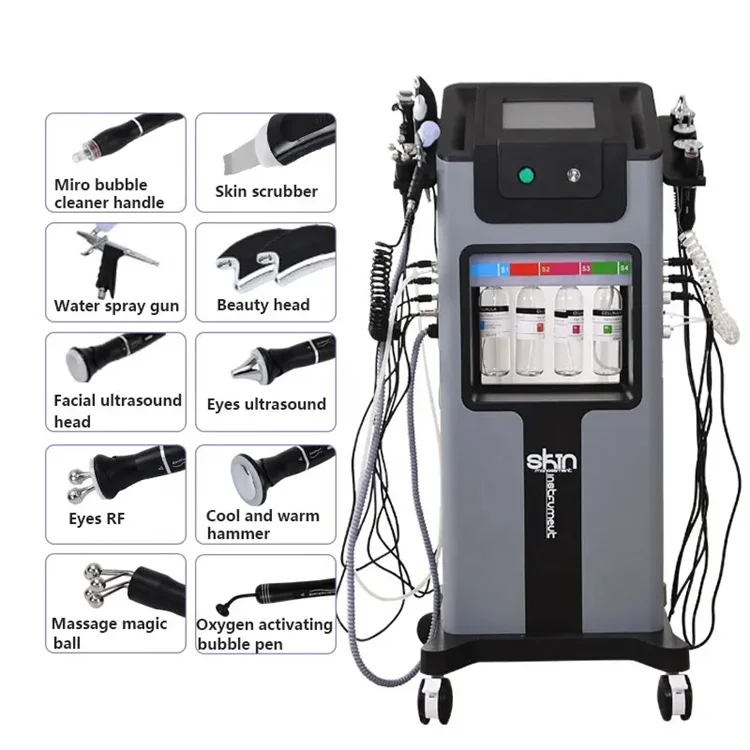 Hot!!! 10 In1 Hydra Beauty Facial Salon Machine Hydra Machine Deep Cleaning on Wholesale Price Plastic Shell