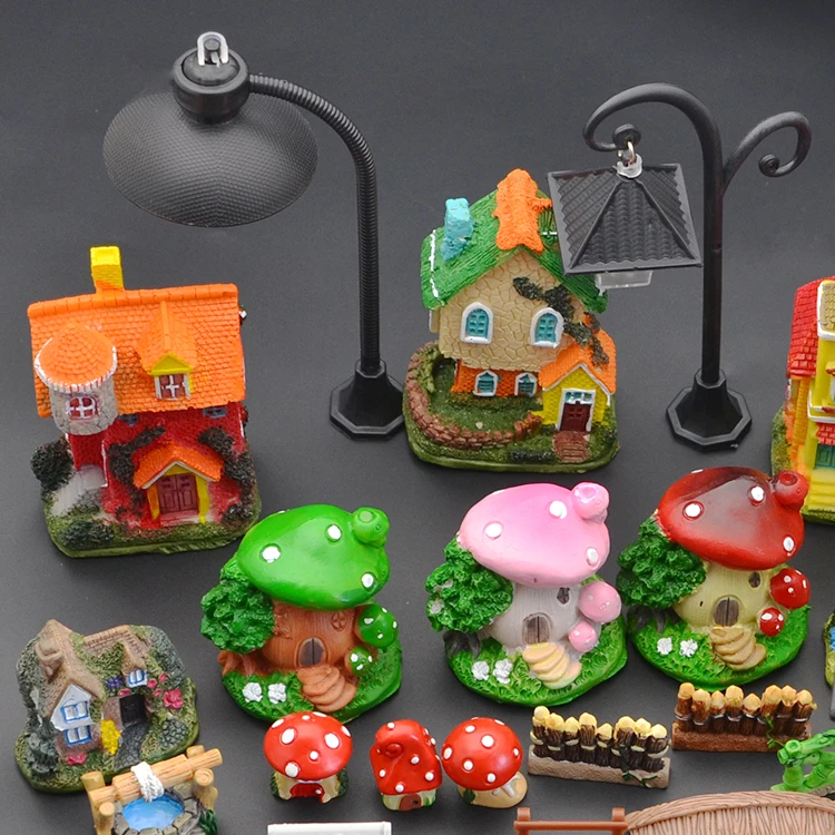 Kids toys fairy garden miniatures ornaments figurine bonsai home dollhouse doll decoration Castle resin mini house figurine