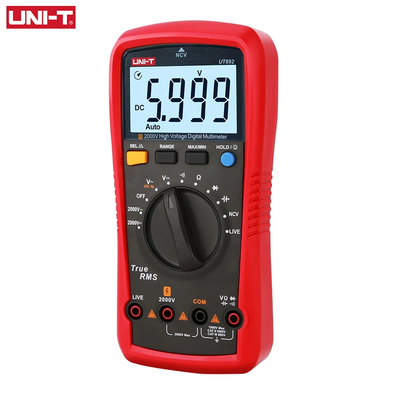UNI-T Цифровой мультиметр UT892 2000V AC DC Вольтметр цифровой измеряющий истинные конденсатор с алюминиевой крышкой Тестер Частотомер бесконтактная проверка напряжения переменного LIVE