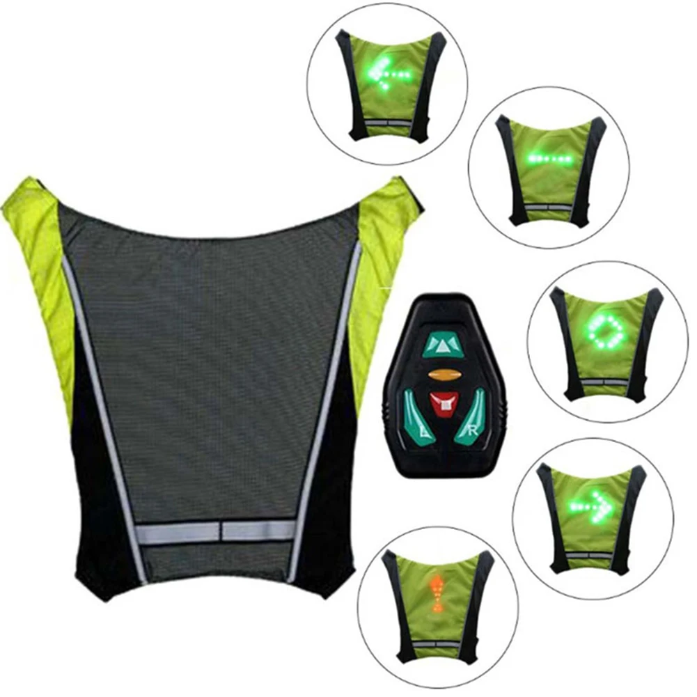 Safety LED Signal Cycle Bags Reflective Warning Vests With Remote Control Led Cycling Saddle Bag