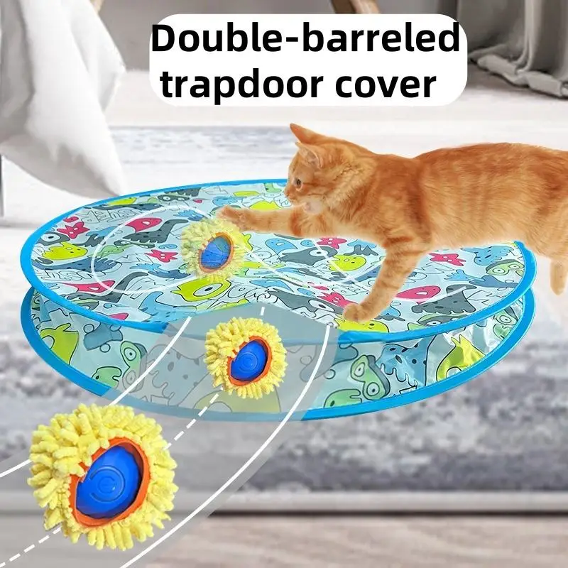 New Arrival Funny Motion Activated Chirping Cat Toy Ball Hunting Cover Play Mat Christmas Interactive Cat for Smart Cat Ball