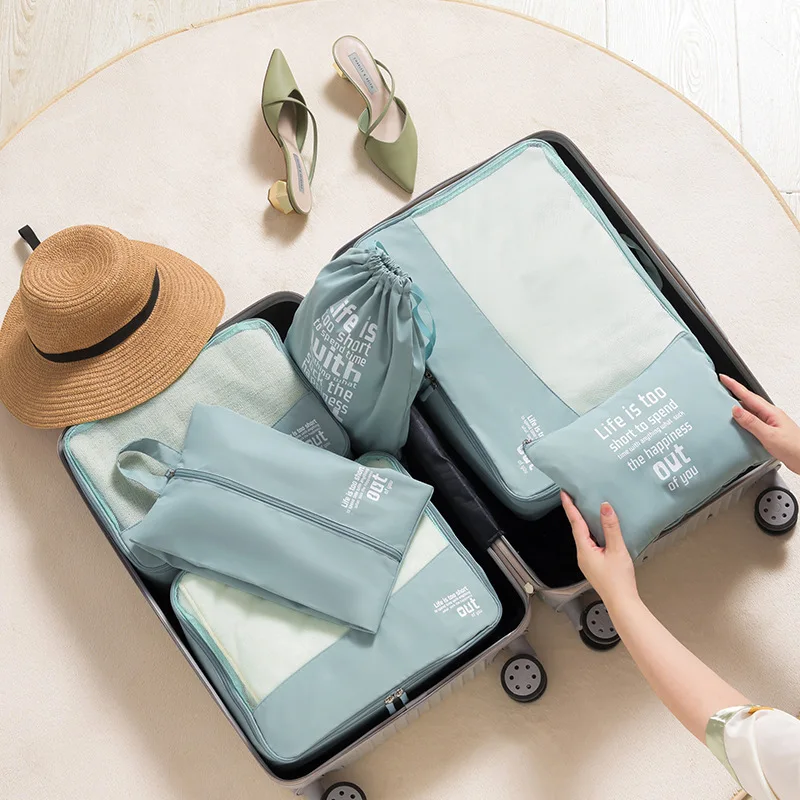 Luggage Organize Bag Set 6 Large Capacity Compression Packing Cubes Travel Luggage Organizer Storage Suitcase Clothing Bags