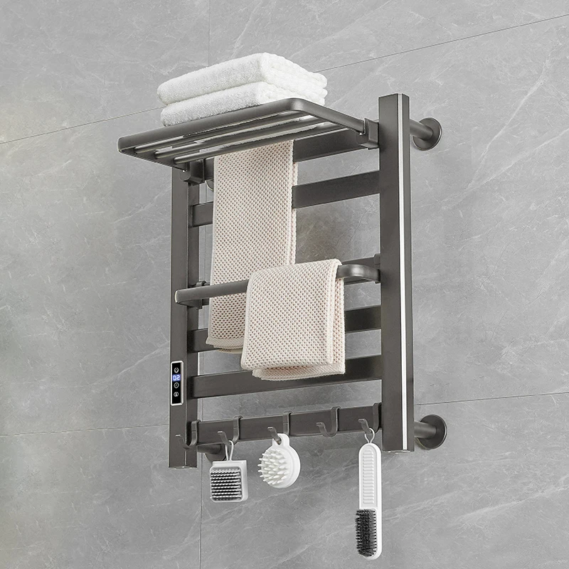 High Quality Aluminum Adjustable Temperature Non-Punch Wall Mounted Electric Heated Towel Dryer Electric Towel Rack